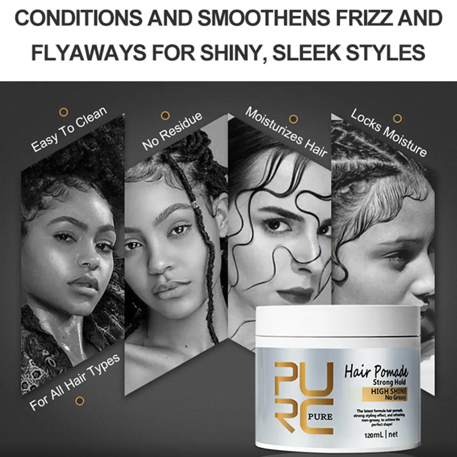 PURC Retro Style Hair Care Oil Fluffy Men's Hair Styling Wax Head Oil Gel Strong Hold Cream Shine Smooth