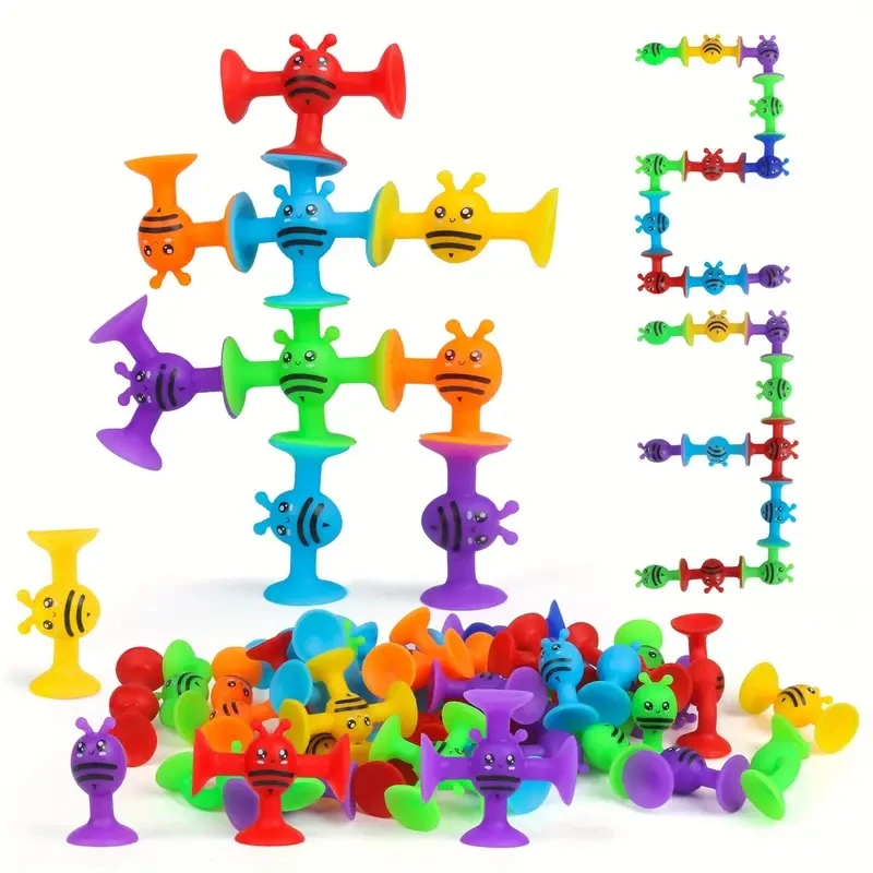 Baby Suction Cup Toys Construction Set for Children Silicone Building Blocks Kids Animal Puzzle Sticker Bathtub Sucker Bath Toys