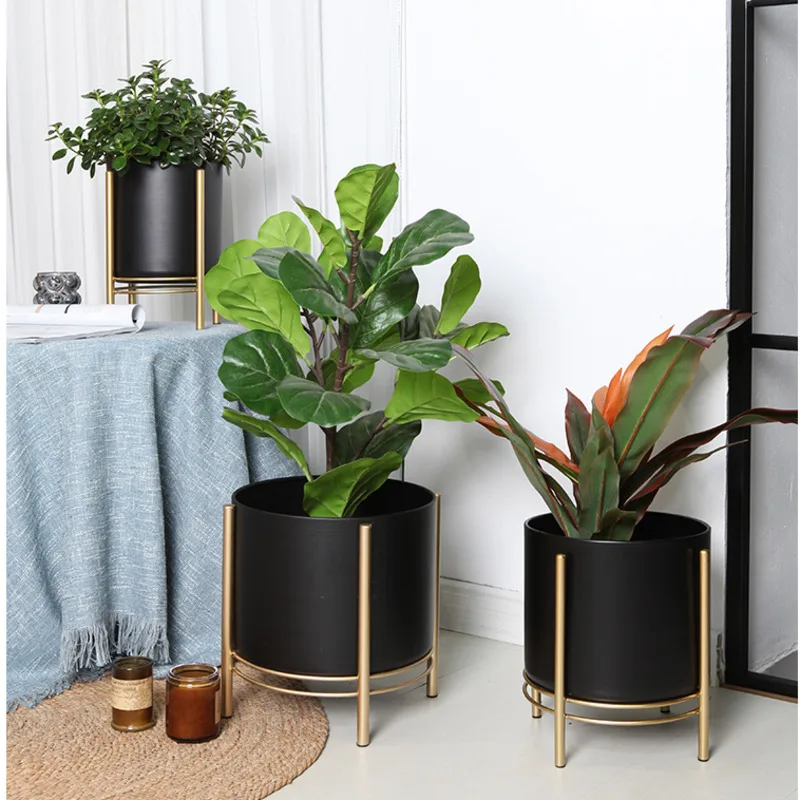 Simple Iron Art Plant Stand Creative Balcony Storage Shelf Round Landing Flowerpot Stand Versatile Scene Rack For Plants