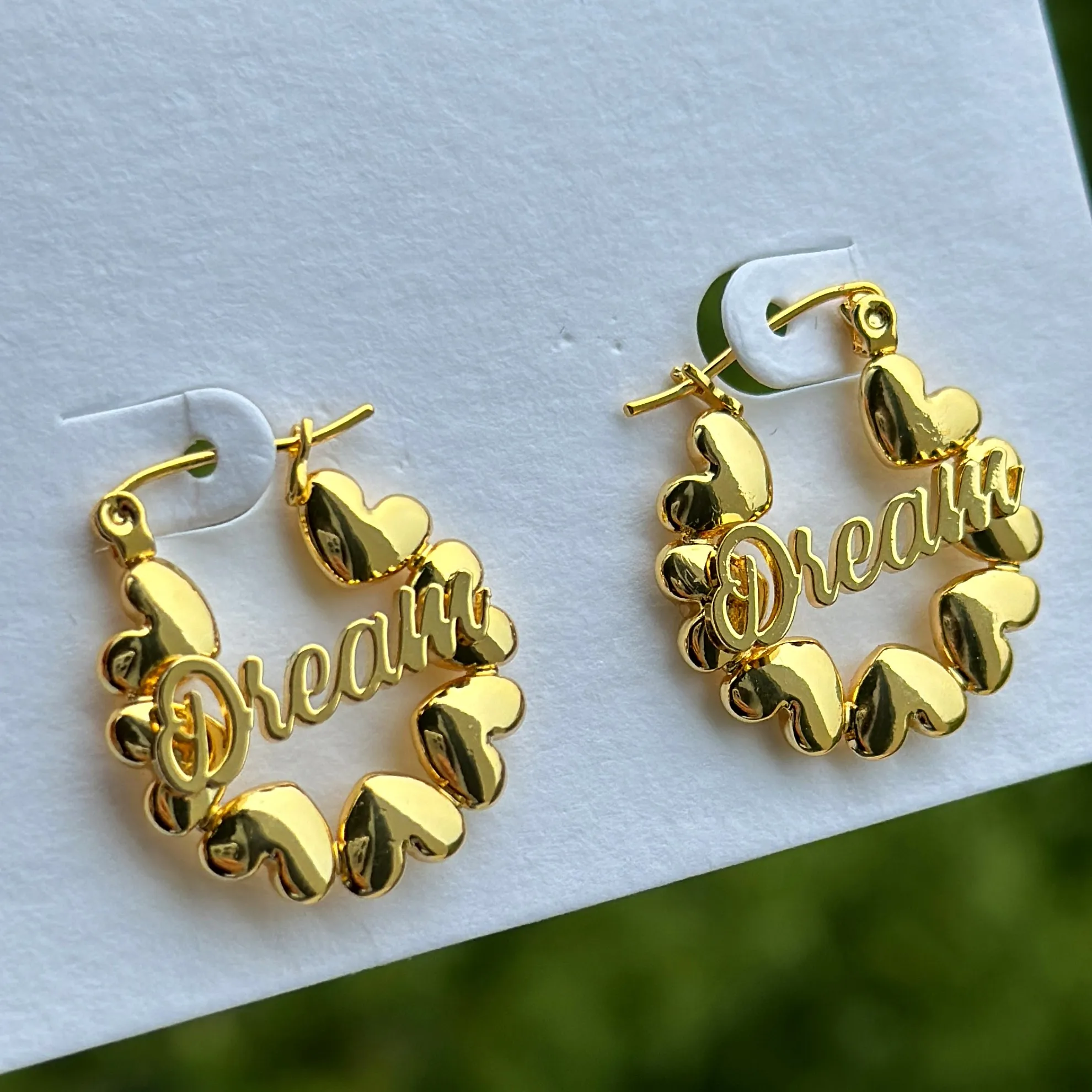DUOYING Custom Heart Name Earrings Letter Nameplate