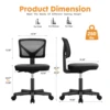 JHK Mesh with Lumbar Support Armless Office Chair Low Back with Wheels Adjustable Height 360° Rolling Swivel Computer Chair 3