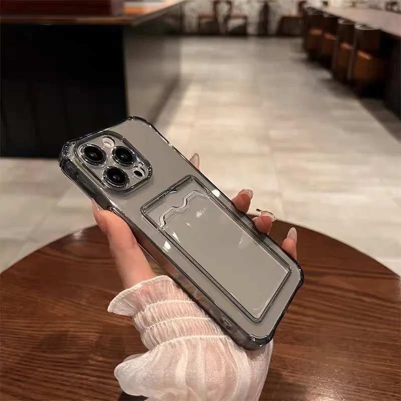 Durable Clear Shockproof Soft TPU Card Holder Phone Case