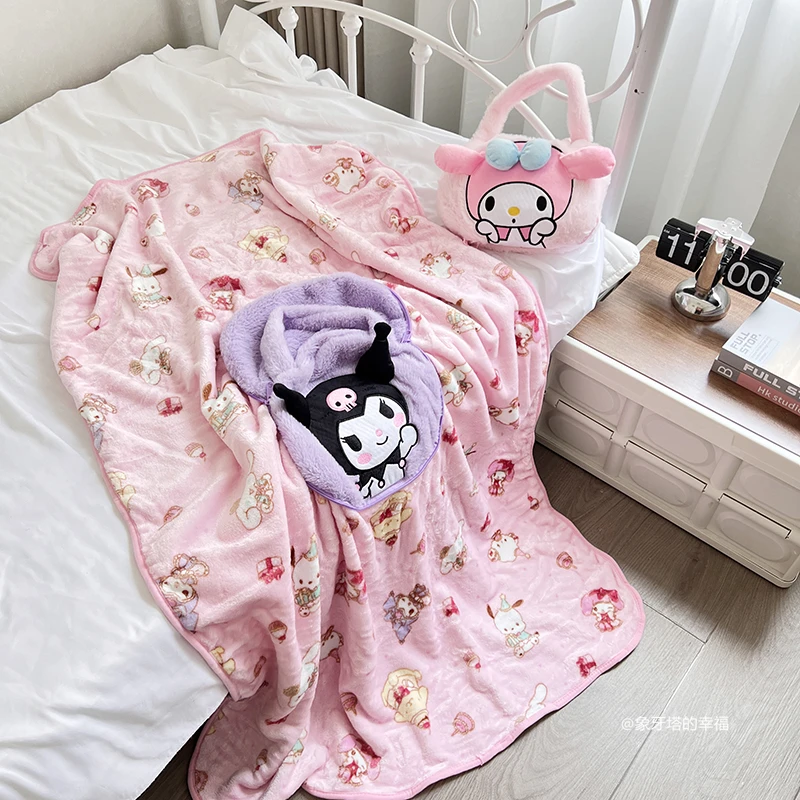 Kawaii Kuromi My Melody Blanket Cute Japanese Style Convenient Carrying