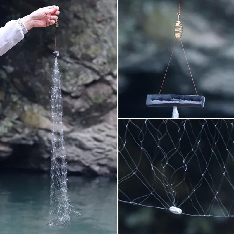 Fishing Net Trap Mesh Luminous Bead Netting Sea Fish Net Tackle Design Copper Shoal Cast Fishing Trap Tackle 1pcs fishing traps fishing net