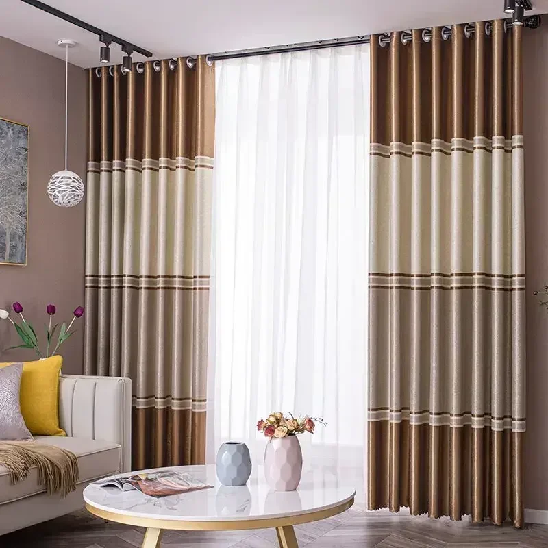 

20999-STB-Curtains for Living Room Cream Jacquard Blackout Sunscreen Soundproofing Simple Solid