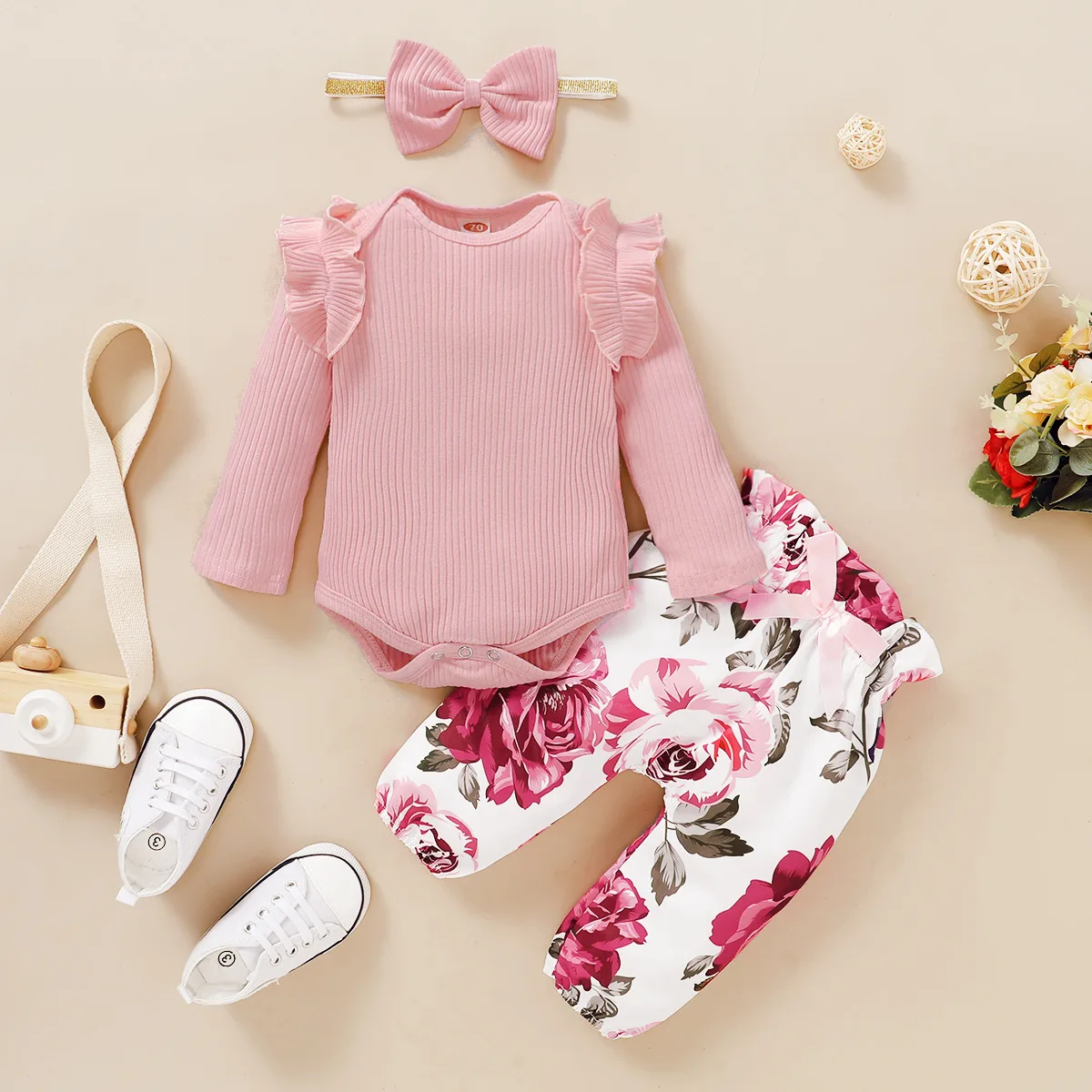 baby clothing set red	 3Pcs Newborn Baby Girl Clothes Toddler Girl Outfit New Born Black Top + Striped Pink Print Pants Drop Shipping Wholesale Baby Clothing Set cheap Baby Clothing Set