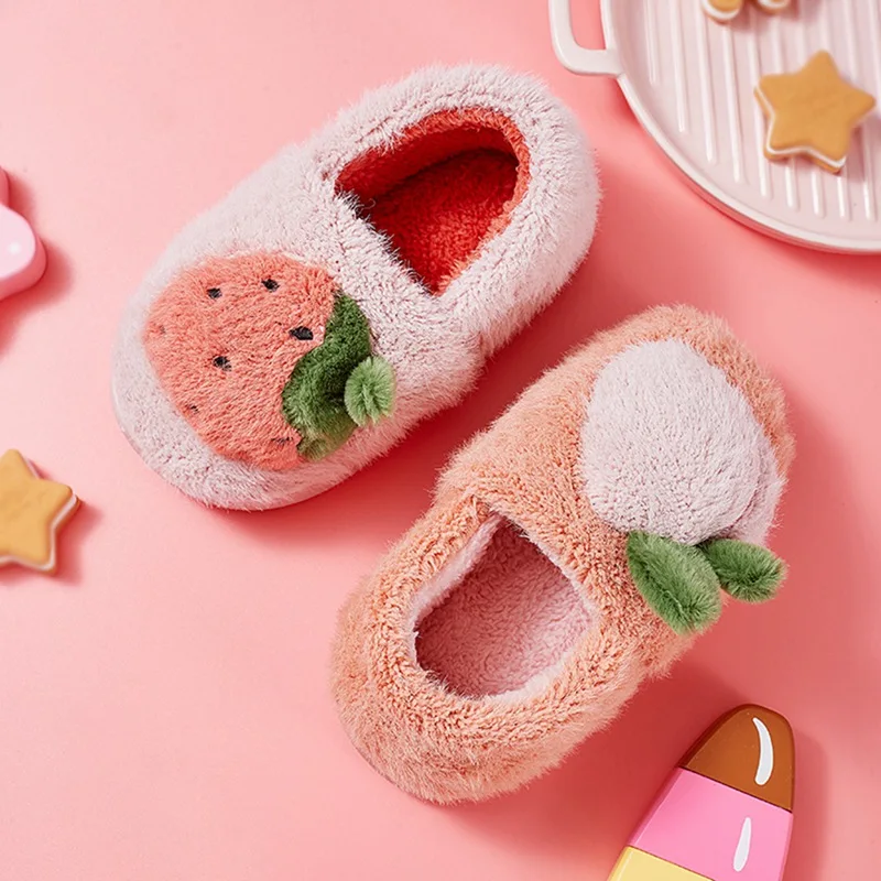 

Winter Autumn Kid Slippers Parent-Child Warm Cute Cartoon Fuzzy Slipper Plush Soft Indoor Home Child Shoes