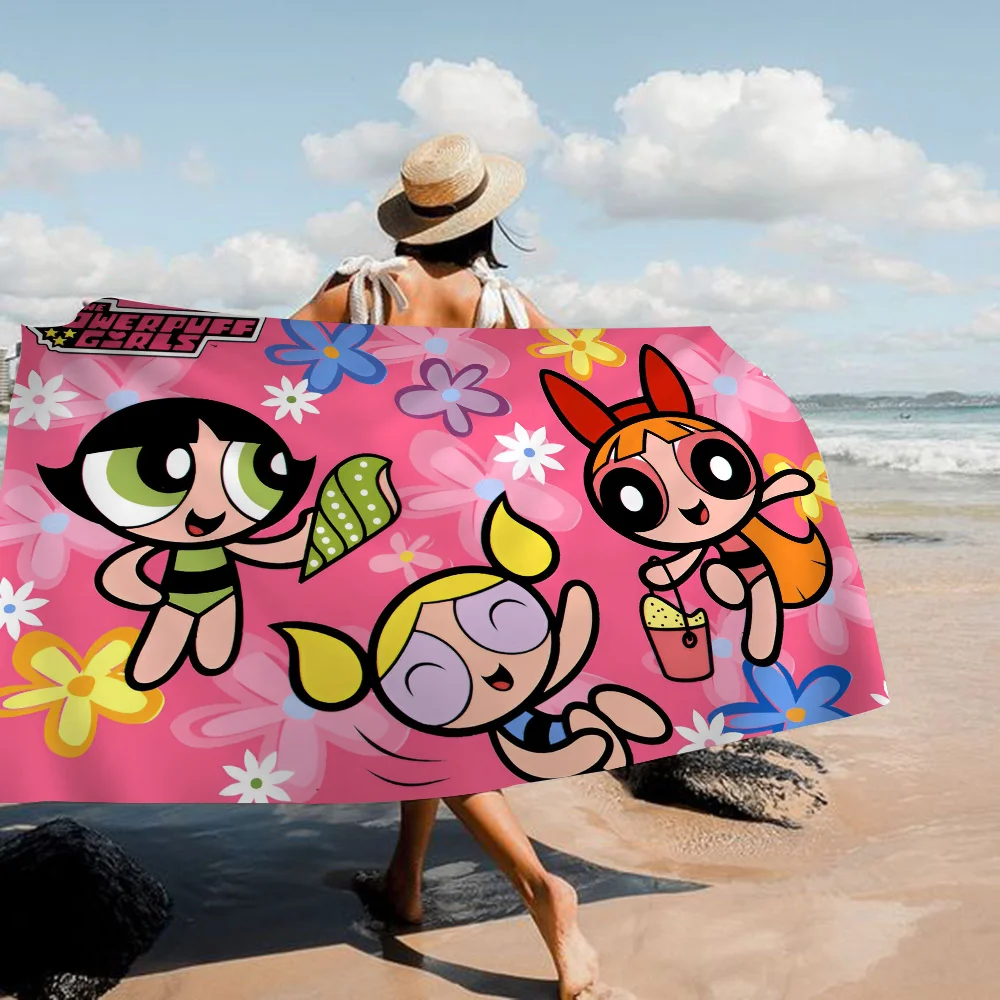 P-PowerpuffES-GirlS Towel Microfiber Beach Towel Absorbent Quick dry Soft Yoga Swimming Resort Mountain Climbing Towel 5