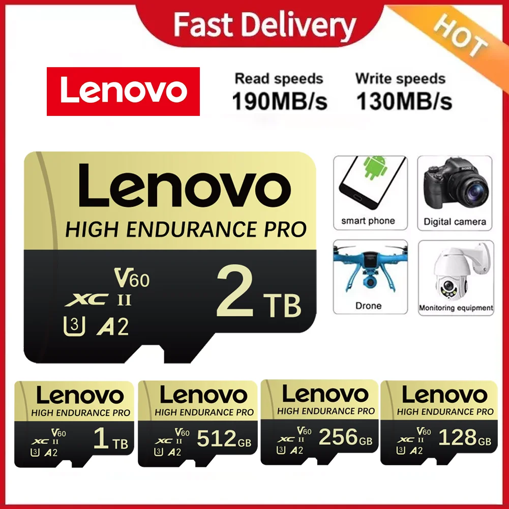Lenovo Real Capacity Micro TF SD Cards 2TB 1TB High Speed Memorias Micro SD 128GB Tarjeta TF for Sony for Switch memory card