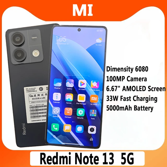 Xiaomi Redmi Note 13 5G Ocean Teal 128GB 8GB RAM Gsm Unlocked Phone  Mediatek Dimensity 6080 100MP Display 6.67-inch Chipset Mediatek Dimensity  6080 Front Camera 16MP Rear Camera 100MP+2MP RAM 8GB Storage