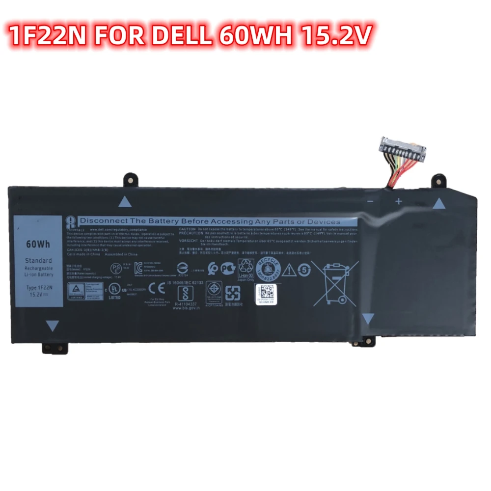 

15.2V 60Wh 1F22N JJPFK Laptop Battery For Dell Alienware M15 M17 ALW15M ALW17M R1 G7 7590 7790 5590-D2783 11.4V 90WH XRGXX