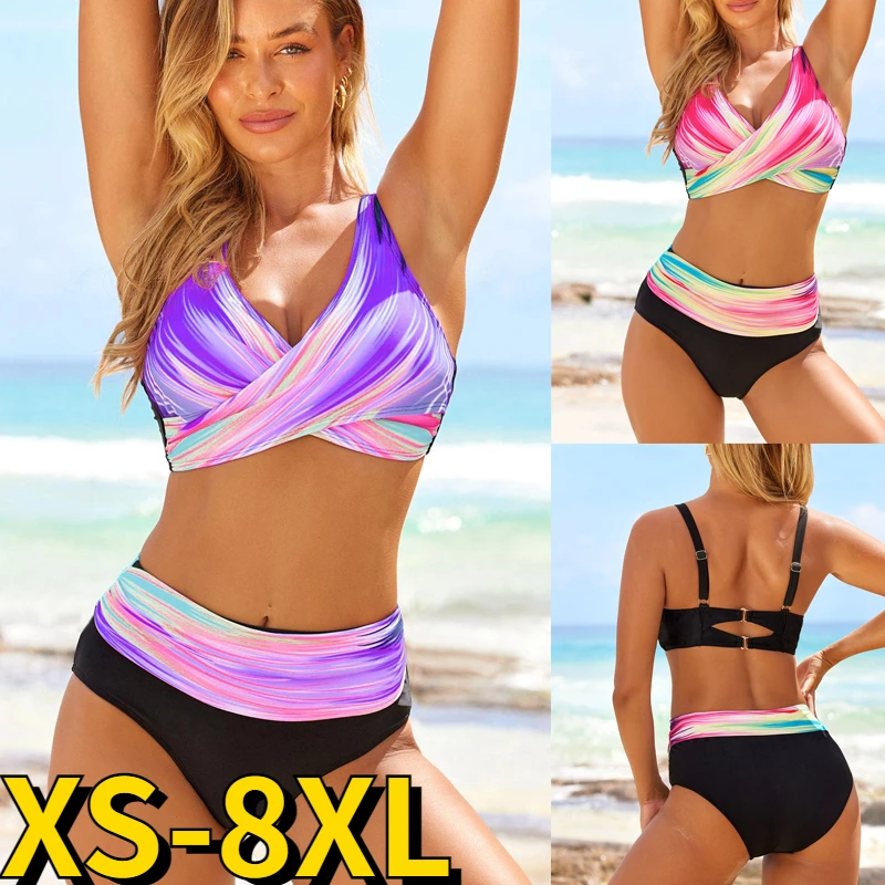 

2023 Swimsuit Swimwear Summer High Waist New Women Retro Bathing Suit New Design Printing Bikini Female Two Piece Set Bath Suit