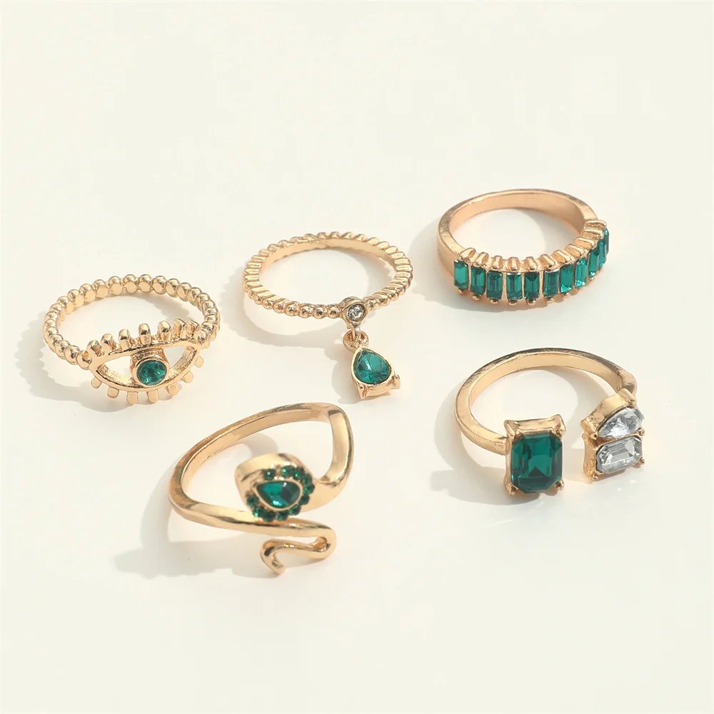 green crystal ring set