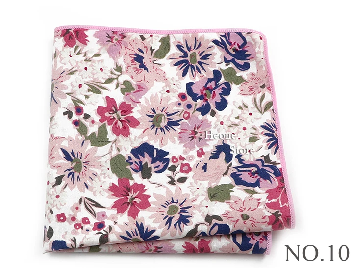 Neue schöne Blumen druck Hankerchief Baumwolle rosa blau lila Taschen tücher für Männer Hochzeits feier täglich tragen Accessoires Geschenk – Detail 11