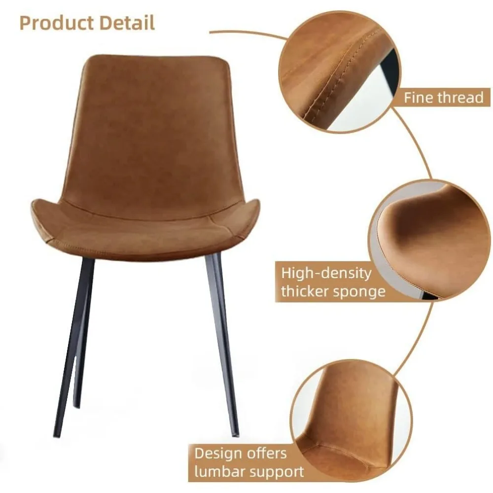Dinner Chairs Set of 4, Kitchen Dining Room Chairs, Upholstered Dining Accent Side Chair in Faux Leather Cushion Seat, Chair 6