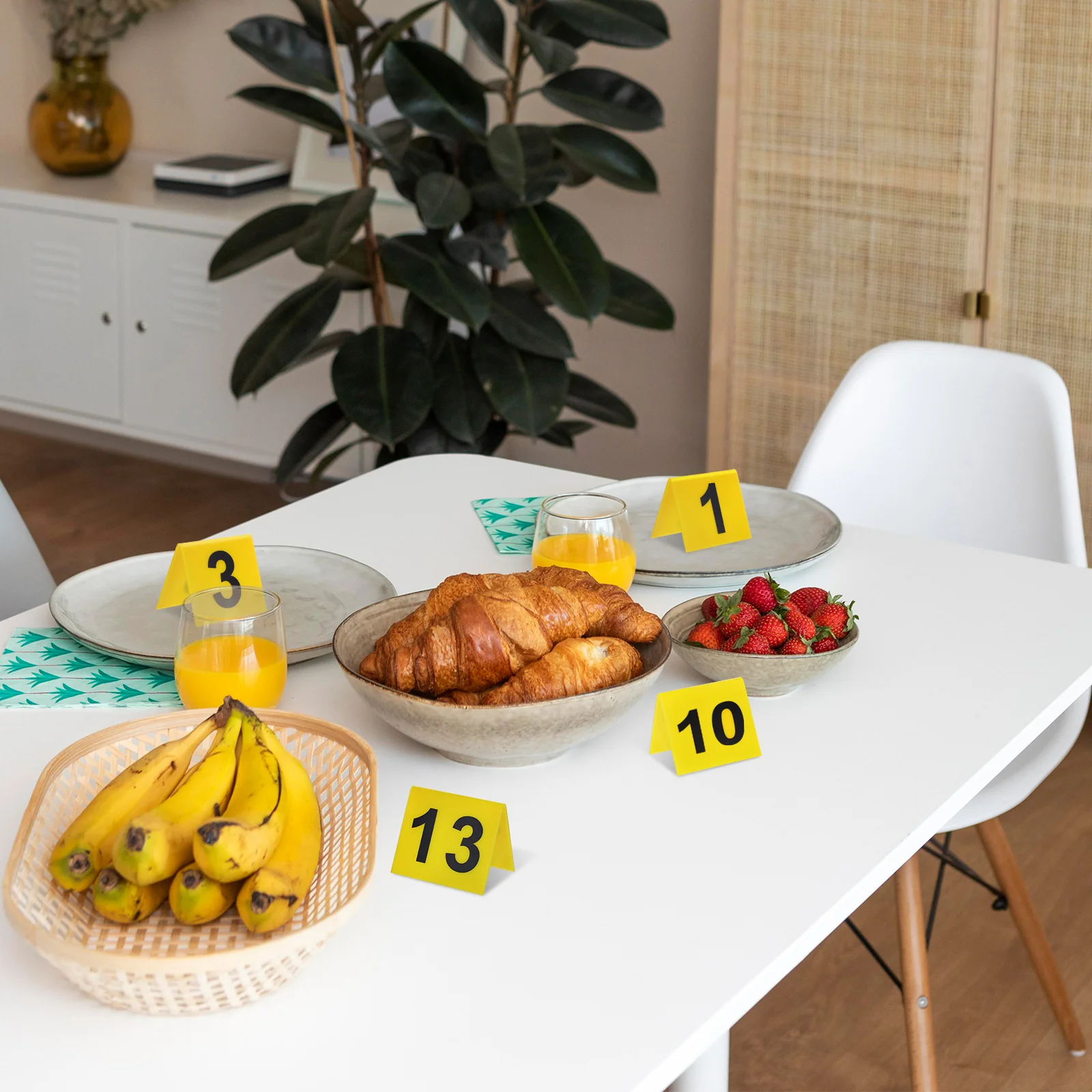 Number Plate Restaurant Table Sign 15 Pcs Game Accessory Multi-function Marker Crime Scene Markers Evidence place card holders,floral card holders
