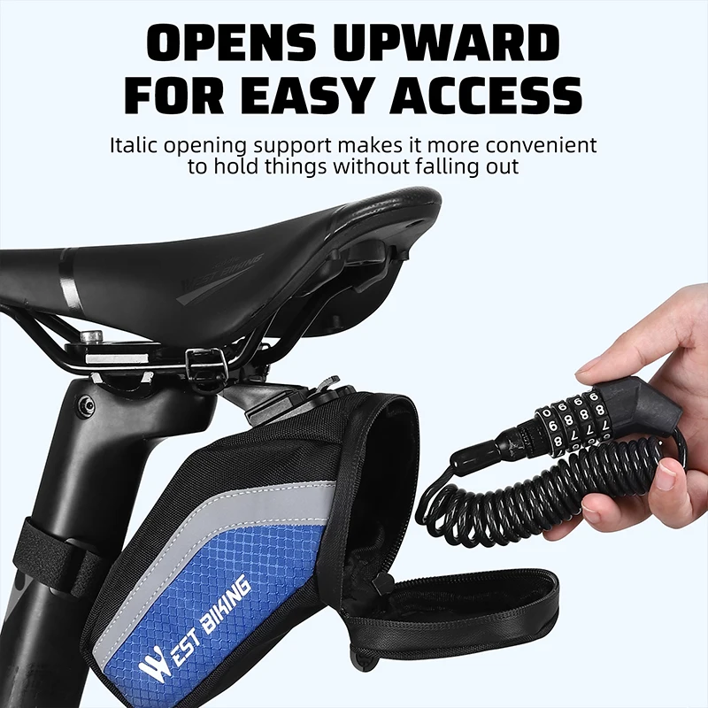 WEST BIKING Portable Bicycle Tail Bag Durable Waterproof Multifunctional Bike Saddle Bag Tool Storage Bag Bike Accessories