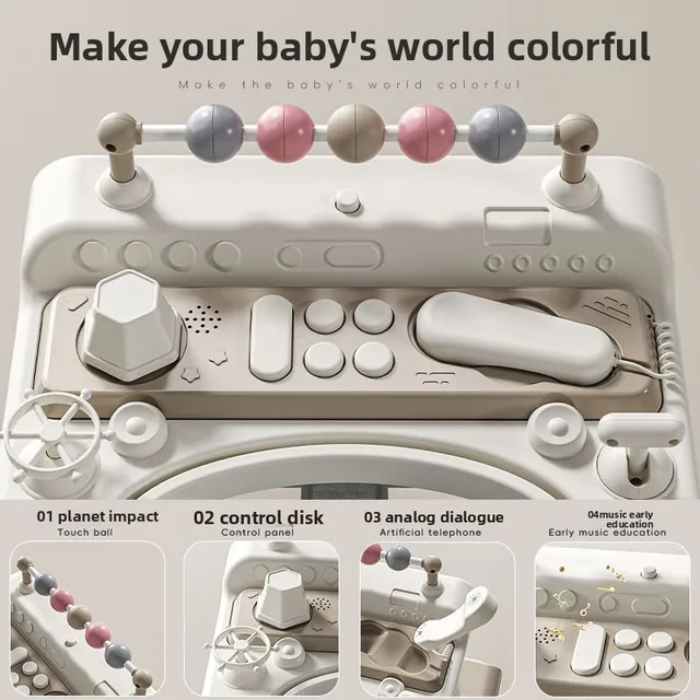 2 in 1 Baby Walker with Wheel, Toddler Baby Push Walker with Removable Feeding Tray and Music Tray(No Battery), Foldable Walker 4