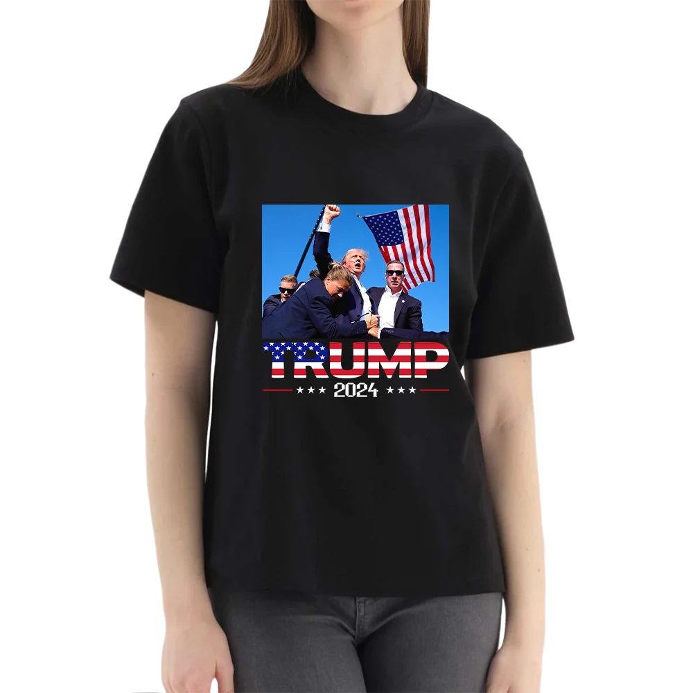 Donald Trump Supporter Tee Tops Trump Rally Printing 2024 Fashion Casual Short Sleeve Tops Women novelty T-shirts