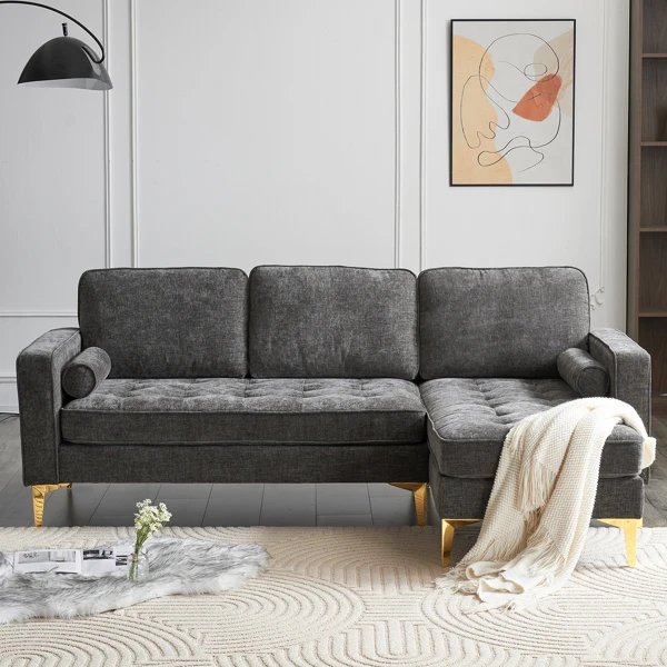 LCH Modernas patas de metal resistentes de 3 piezas, sofás  tapizados de chenilla que incluyen sofá, sofá biplaza y silla individual  para sala de estar (azul, 1+2+3 asientos) : Hogar y Cocina