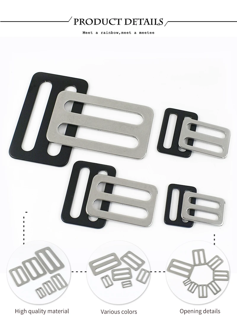 5/10Pcs 20-50mm Stainless Steel Tri-Glide Slider Buckles for Bag Strap Backpack Adjust Webbing Clips Clasp Bags Accessories
