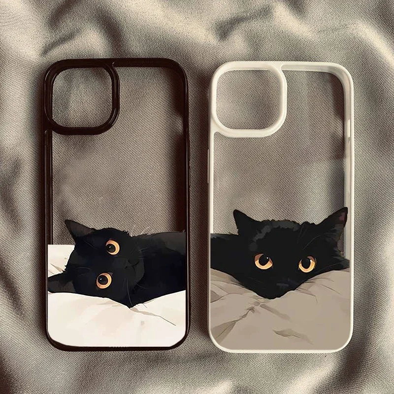 Charming Cartoon Black Cat Phone Case - Durable Hard PC Shell Cover