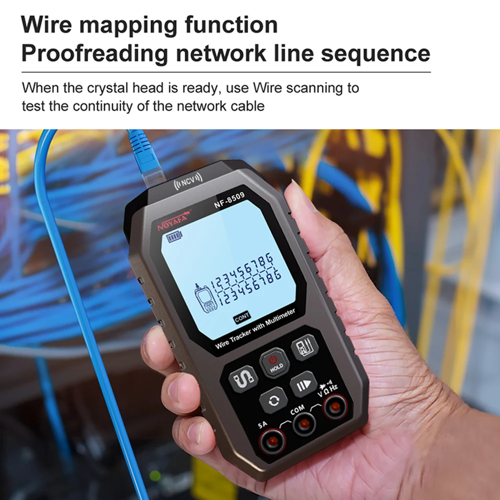 Noyafa Network Cable Tester Digital Cable Tracker PoE Tester Cat5 Cat6 Wire Tracker Measure Length Wiremap Tester Network Tools 2