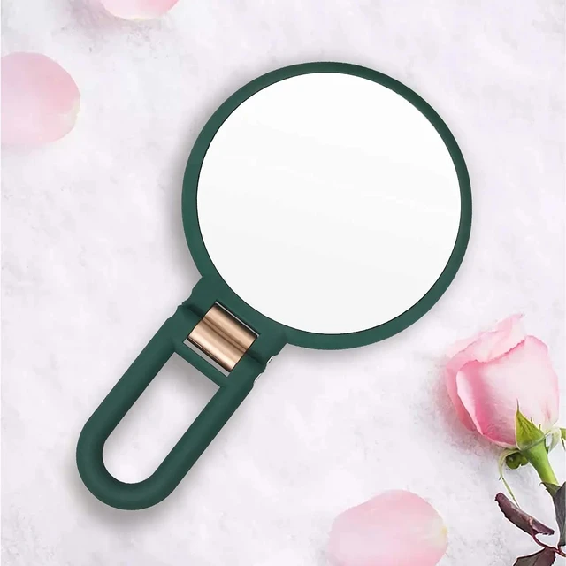Miroir de voyage pliable Double face grossissant à la main, miroir de maquillage sur pied pour femme avec 2/5/10/15x Vintage 6