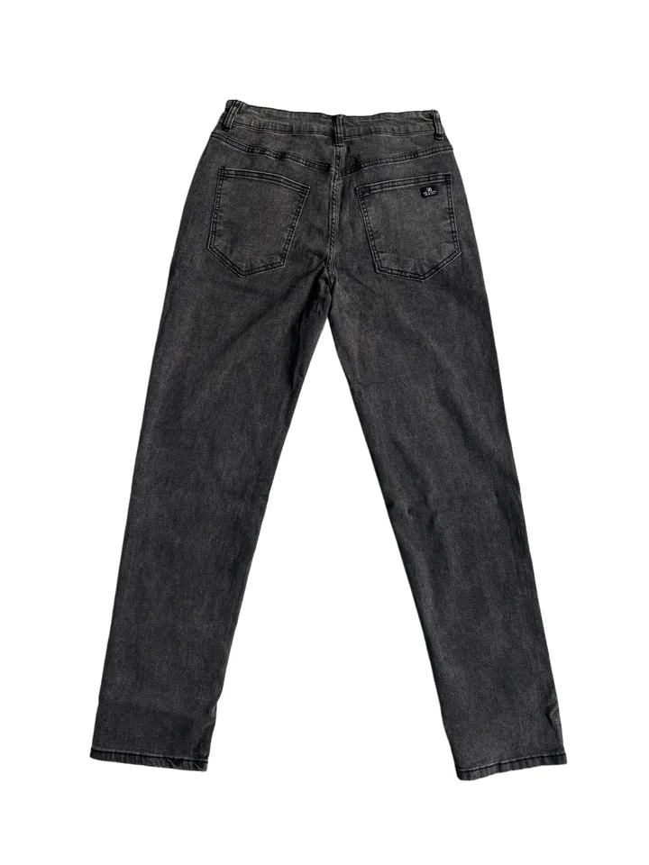 Men Classic Straight Leg Black Grey Denim Jeans