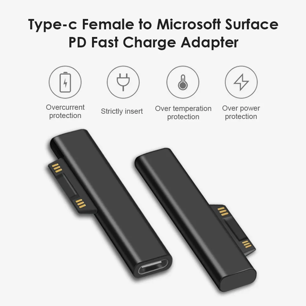 Type C Female PD Fast Charging Converter Charger USB C Power Adapter Plug For Microsoft Surface Pro 7/6/5/4/3/Go/Book power adapter,power charger