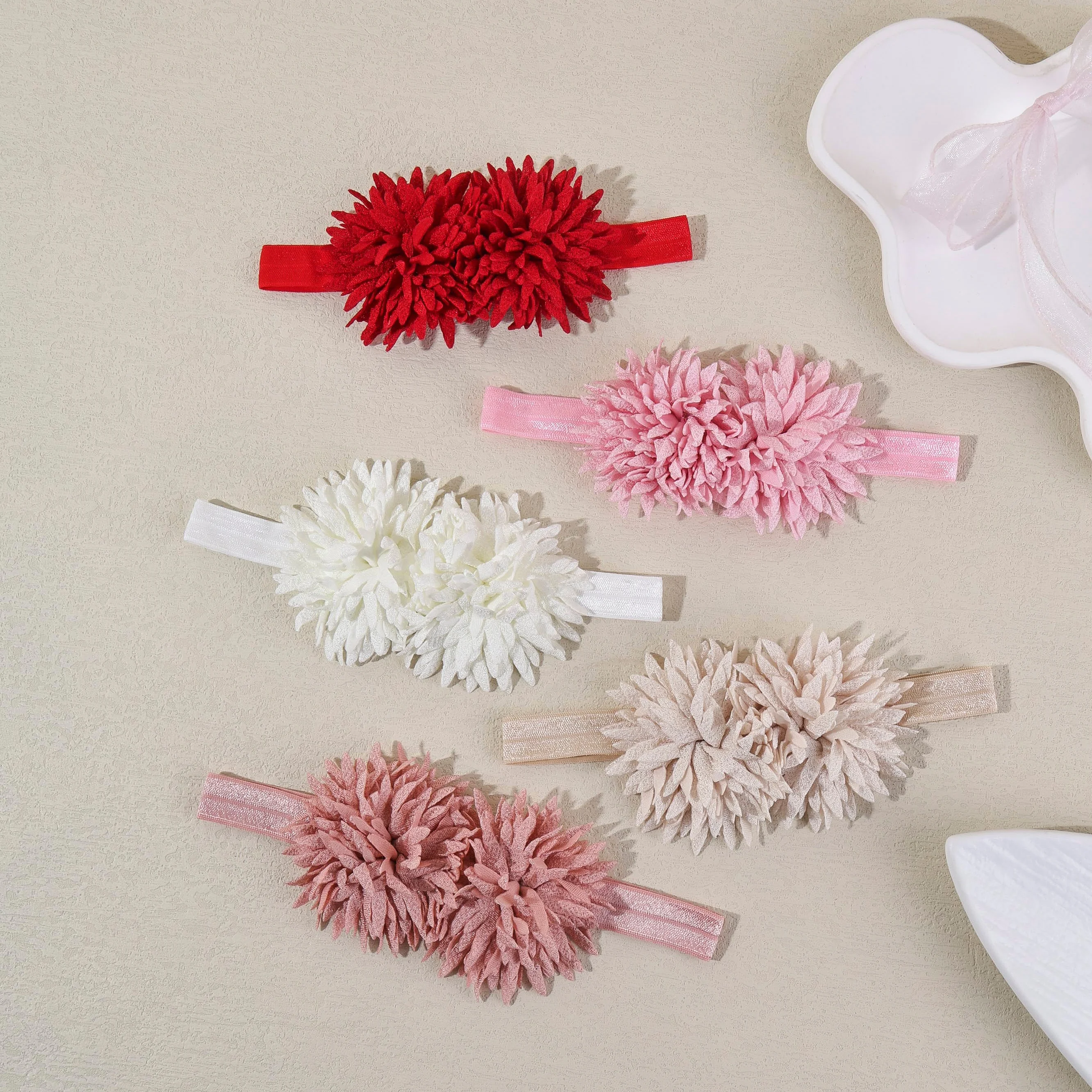 소녀를위한  머리띠 솔리드 푹신한 꽃 붕대 사랑스러운  모자  어린이  헤어 액..