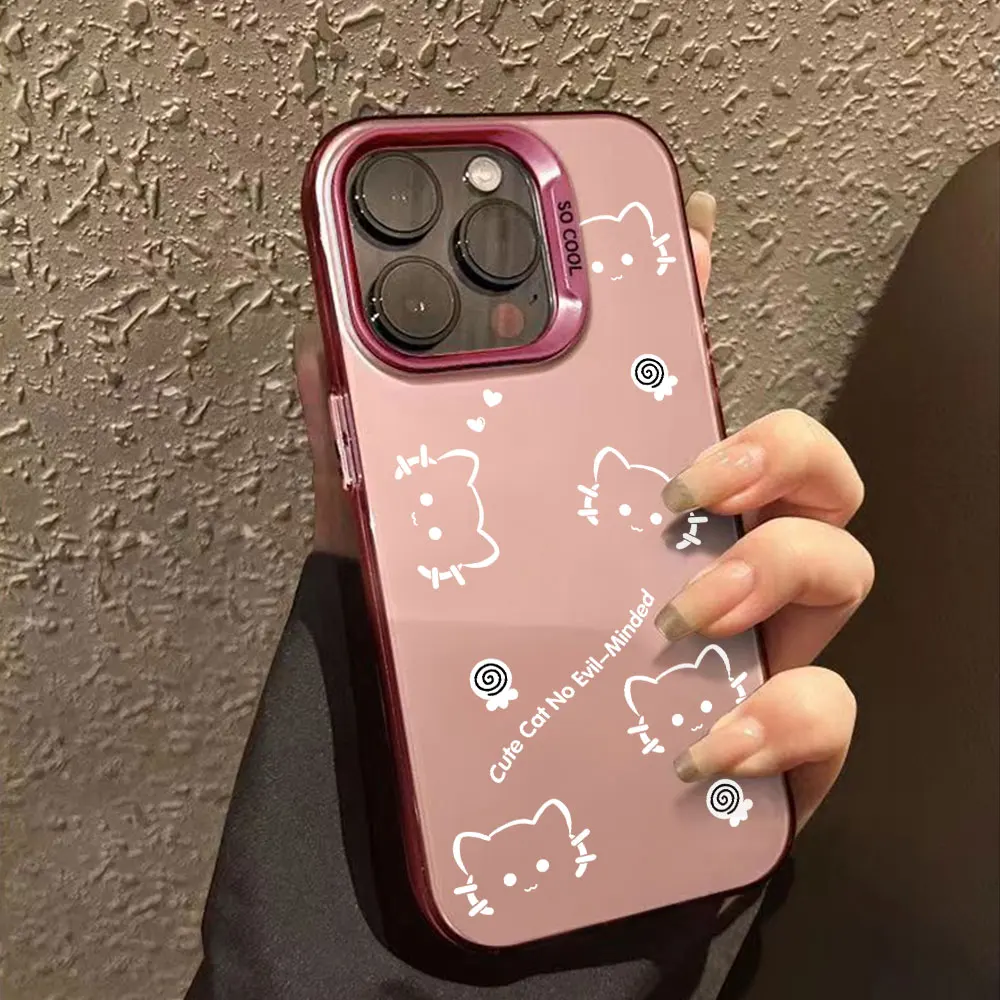 Silver IMD Silicone Bumper Phone Case with Luxury Cute Cat Design