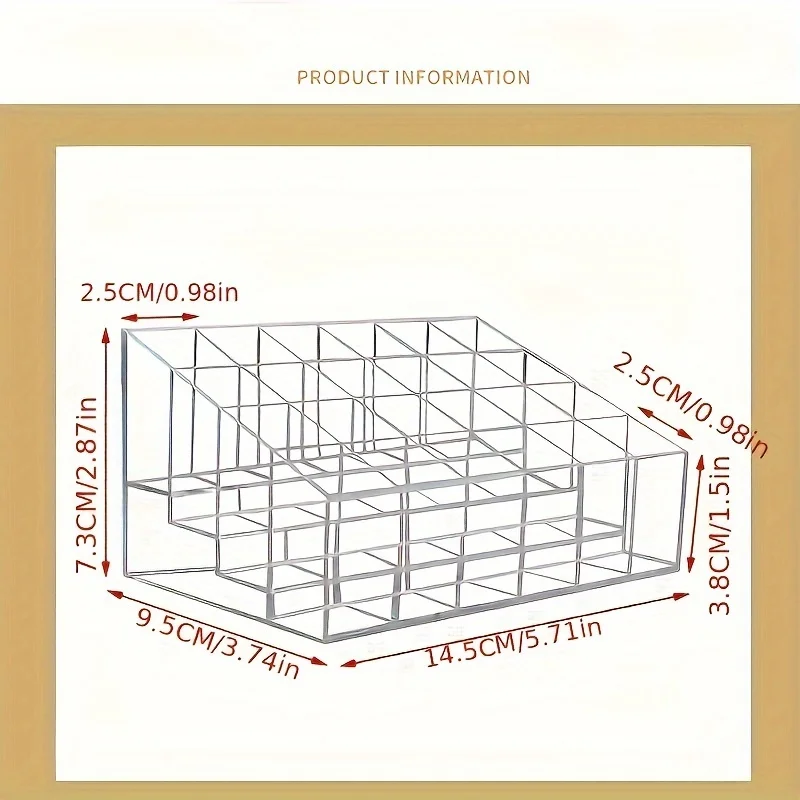 1 piece of 24 grid lipstick storage box, nail art storage rack, transparent cosmetics dust-proof storage and organizing box, des 5