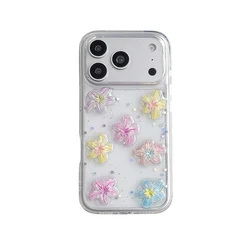 3D Glitter Lily Flower Transparent Phone Case - Cute Clear Soft Bling Shockproof Cover - iPhone 15 (Only case)