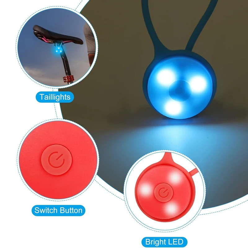 Outdoor Silicone Backpack Lights, 3 LED, Hiking Highlight, Night Running Lighting, Portable Rear Bicycle Taillight for Runners