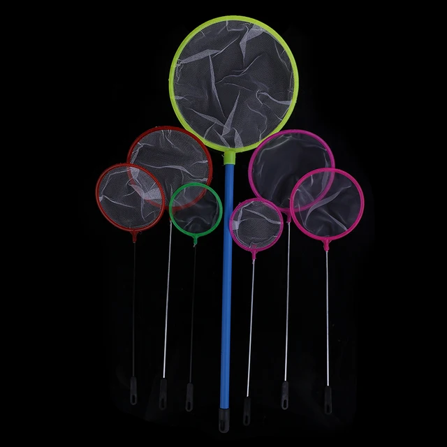 1Pc Random Color Mini Aquarium Fish Catch Net Handle Tool Fishing Tank Round Fish Accessories 2