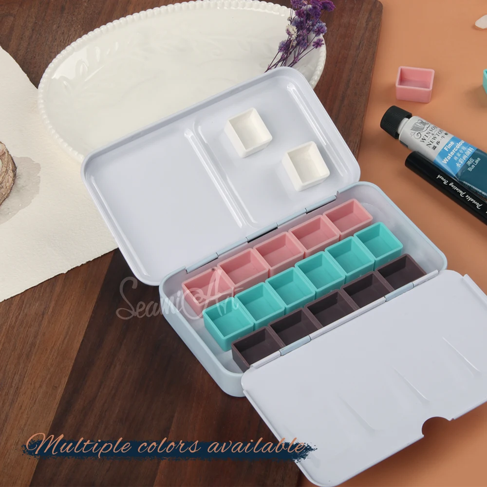 Art 50pcs demi-casseroles magnétiques quatre couleurs pour Tube d'aquarelle Palette outils de peinture fournitures d'art – Image 4