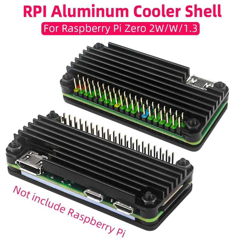 Raspberry Pi Zero 2 W Aluminum Cooler Case Armored Shell with Silicone Pad Passibe Cooling Heatsink for Pi Zero 2W W 1.3