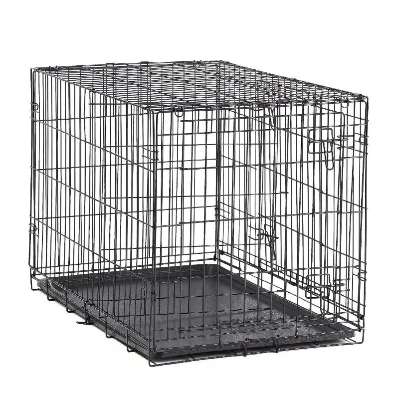 

Vibrant Life Double-Door Foldable Metal Wire Dog Crate with Divider and Tray, X-Large, 42"