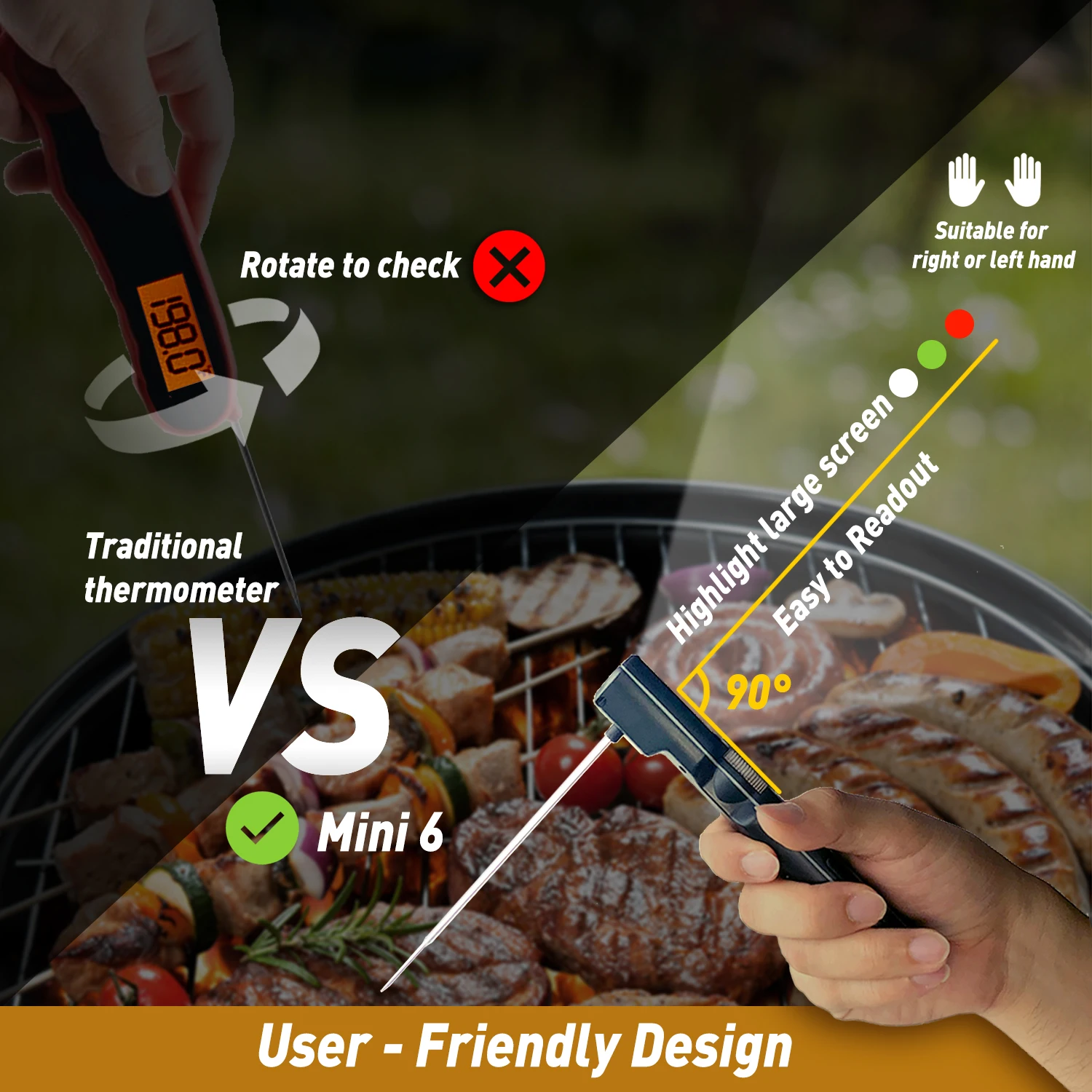 Digital Thermometer Digital Kitchen Thermometer Barbecue Thermometer Non Medical Thermometer Meat Thermometer Digital Meat Thermometer Portable Meat Thermometer LCD Digital Baking Instant Read Kitchen Waterproof Food BBQ Thermometer Handheld Fold