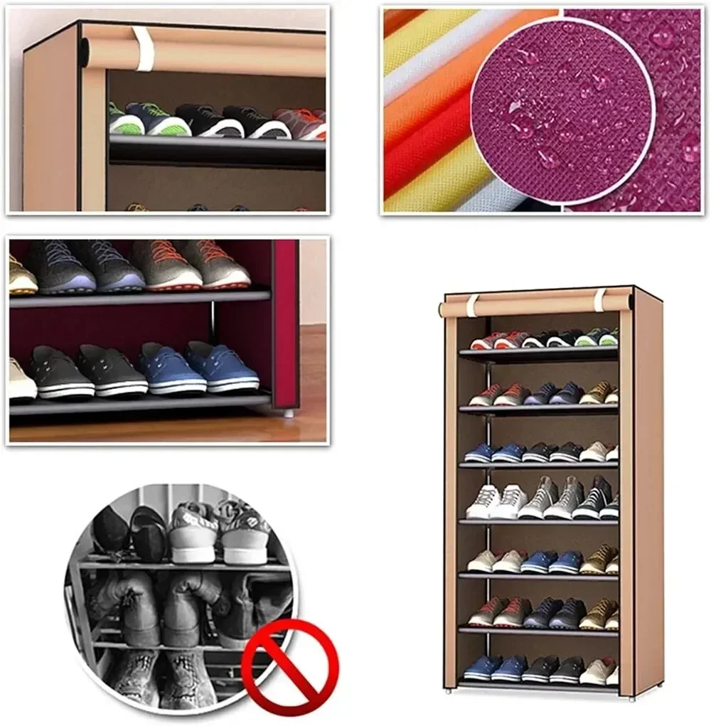 Shoe Rack Multilayer Shoe Rack Organizer Nonwoven Fabric Hallway Entryway Stand Holder Space Saving Cabinet Home Furniture Dustproof Shelf