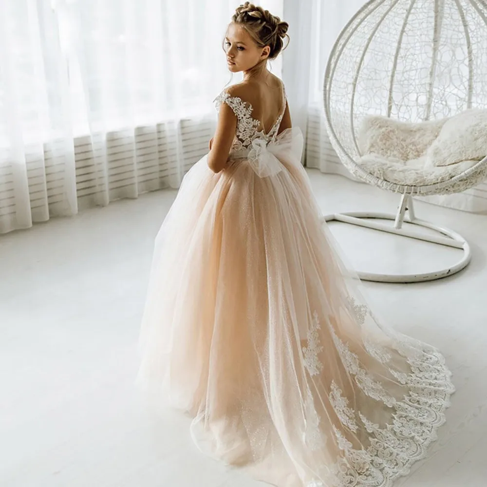 New High Quality Girl Lace Elegant Floor-Length Princess Ball Gown Wedding  Dress | eBay