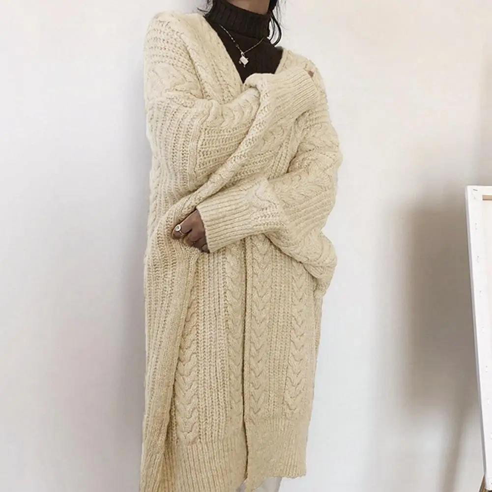 

Autumn Winter Sweater Coat Women Sweater Coat Stylish Women's Twist Texture Sweater Coat Long Sleeve Open for Autumn/winter