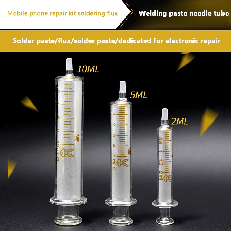 유리 주사기 휴대폰 수리 특수 용접 오일 용접 용기 주사기, 금속 바늘 2ml 5ml 10ml 주사기