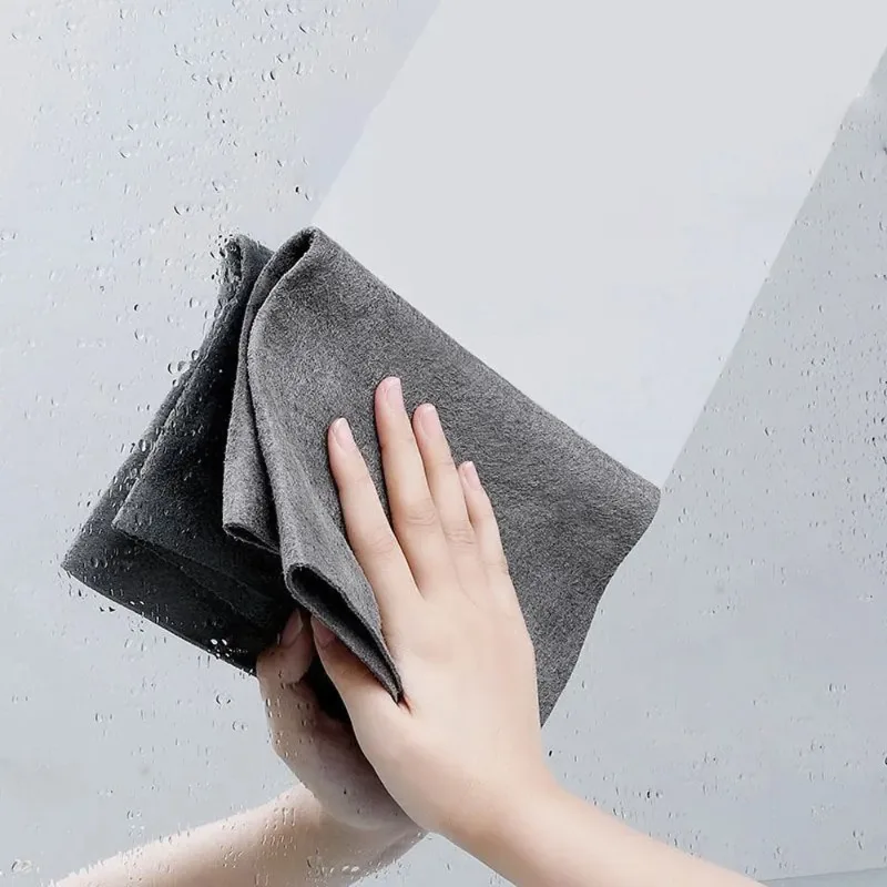 2PCS Thickened Cleaning Cloth Microfiber Glass Clean Towel Reusable Washable Lint-free Cleaning Rags For Kitchen Glass Car