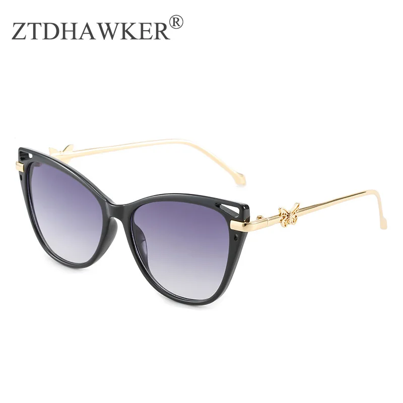

2022 New Fashion Sexy Cat Eye Sunglasses Women's Personality Butterfly Metal Versatile Temperament Glasses UV400