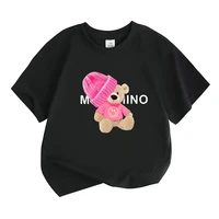 Ensemble t-shirt et short décontracté pour enfants, imprimé petit ours, col rond, manches courtes, 2 pièces, été 6