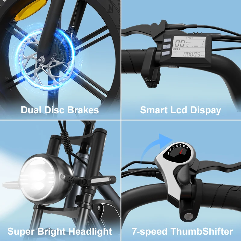 Jansno X50P E-Bike 750W Motor 48V14Ah Removable Battery Off-road Electric Bicycle 20*4.0 Inch All Terrain Fat Tire Electric Bike