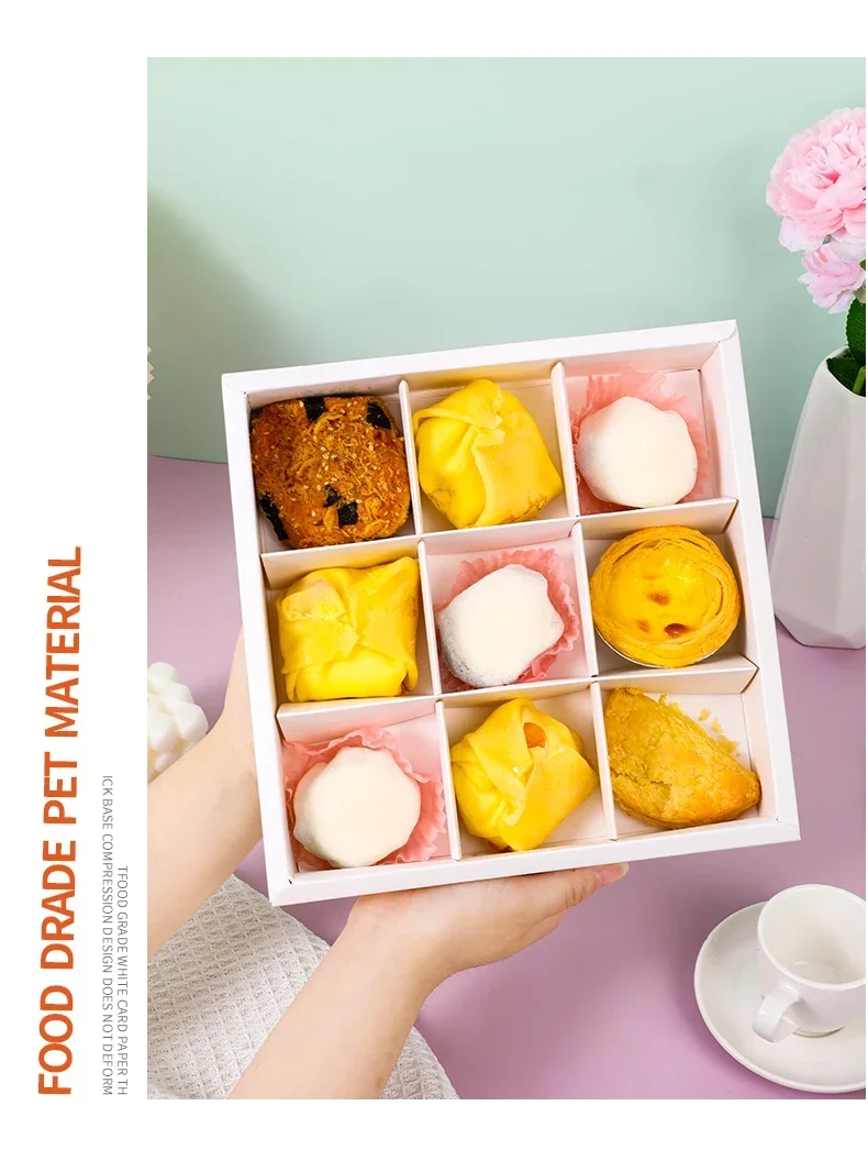 Why 87+ Bakeries Chose This: 10pcs Dessert Grid Boxes with 92% Transparency PET Lids – ... - SKU TDGB1220 - UGI Packaging