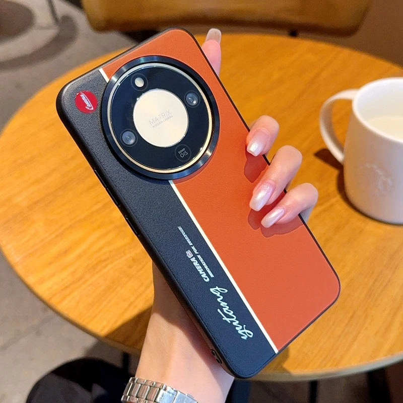 Electroplated Leather Fluorescent Color-Block Anti-Drop Phone Case